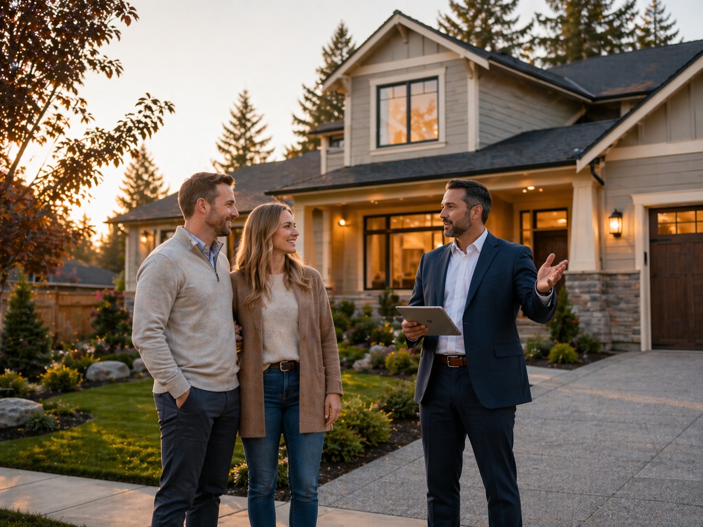 Buyer consultation in front of a home